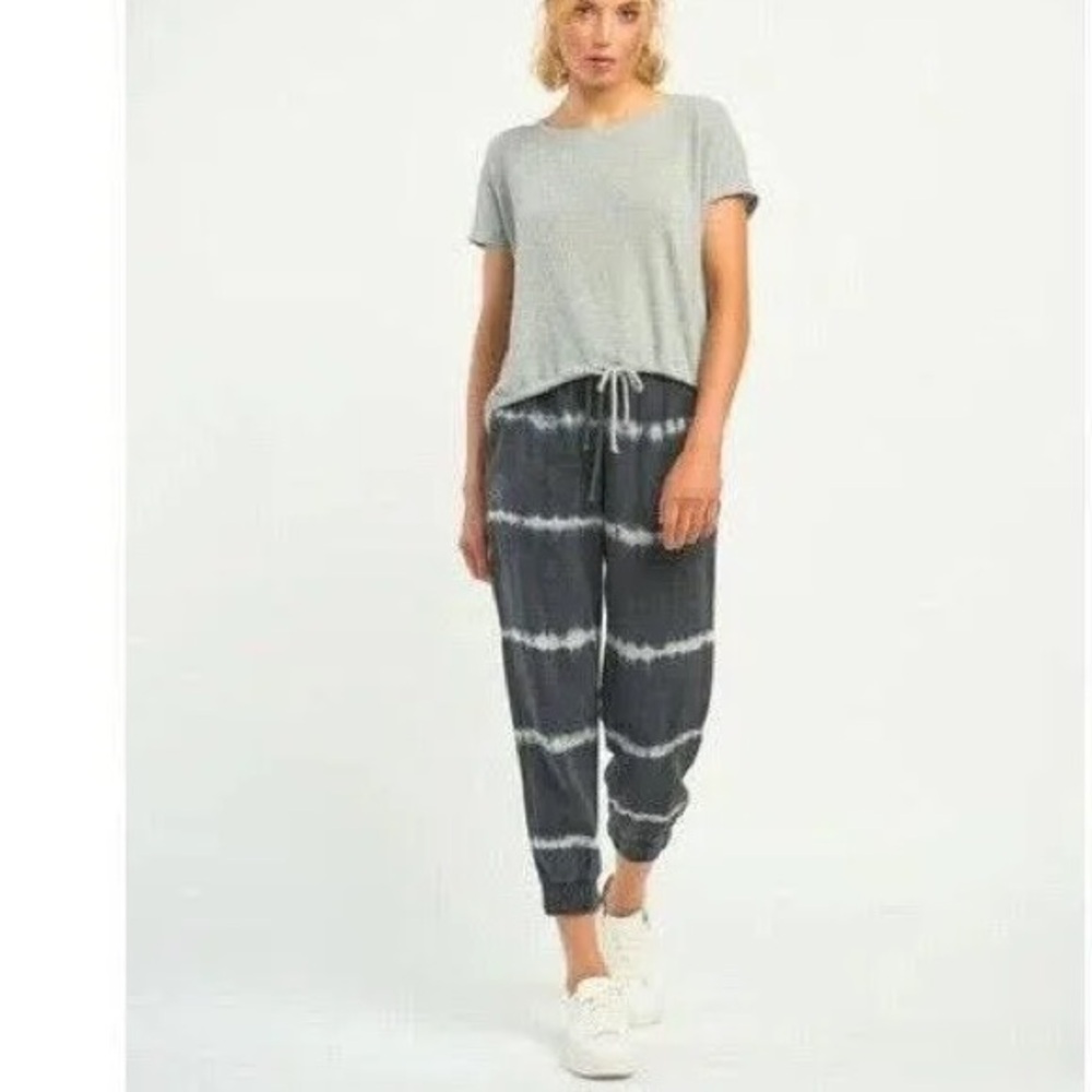 🆕 Dex Sz M Black Tie Dye Stripe Tencel Jogger Ankle Pants